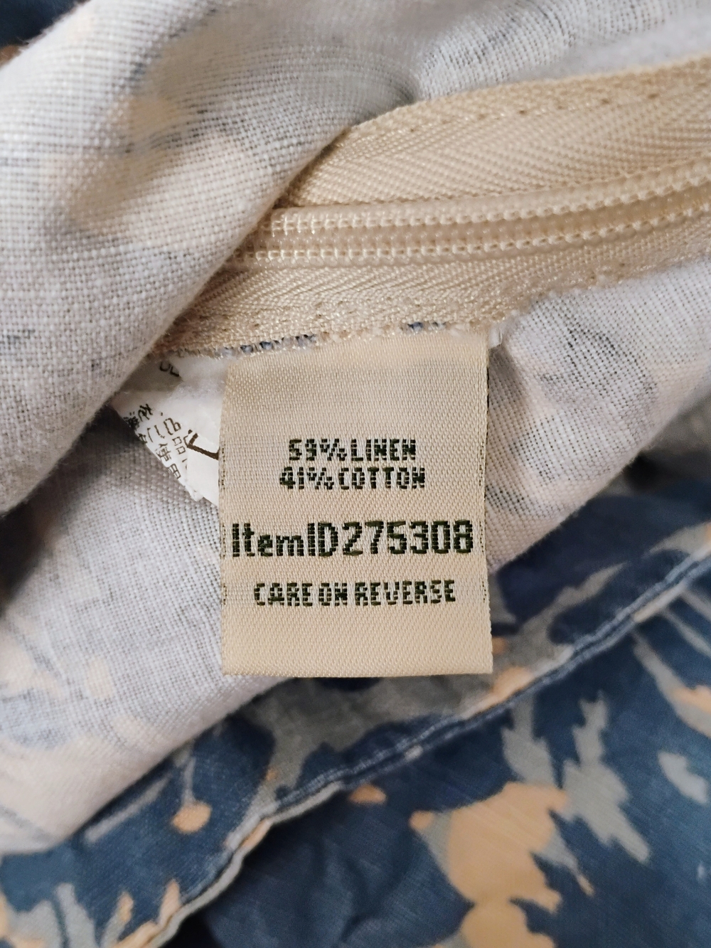LL Bean Linen Cotton Blend Cream & Blue Floral Skirt Classic Fit Medium Large U - Picture 5 of 5